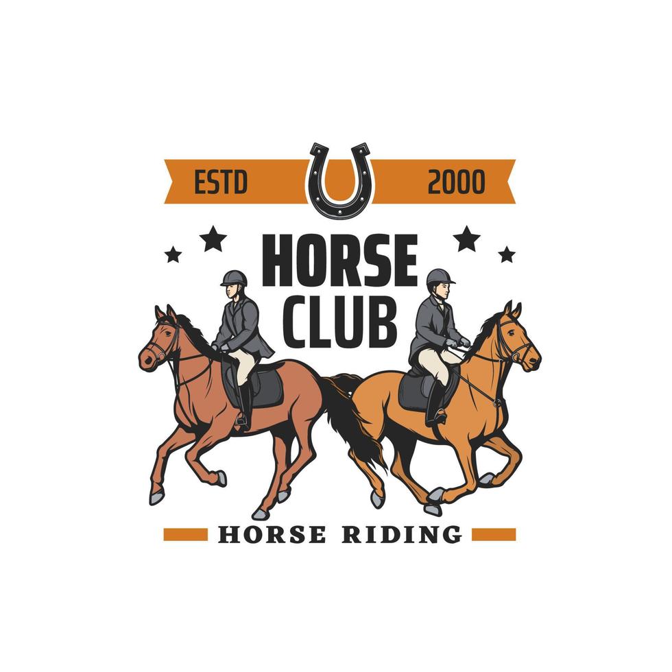 Horse riding of equestrian sport icon with jockeys vector