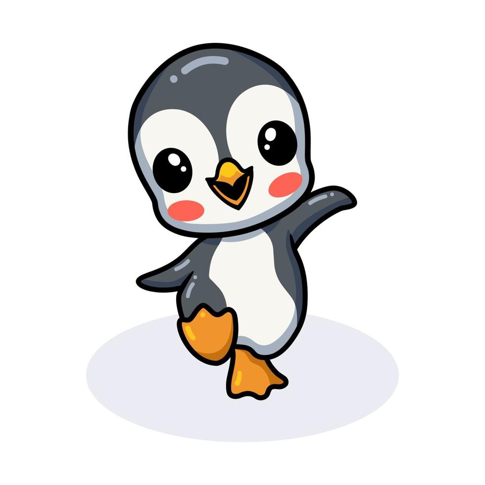 Cute little penguin cartoon dance vector