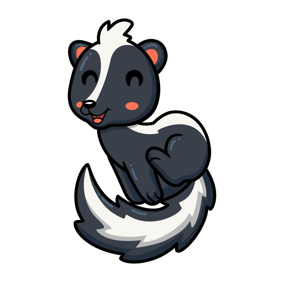 Cute little skunk cartoon posing vector