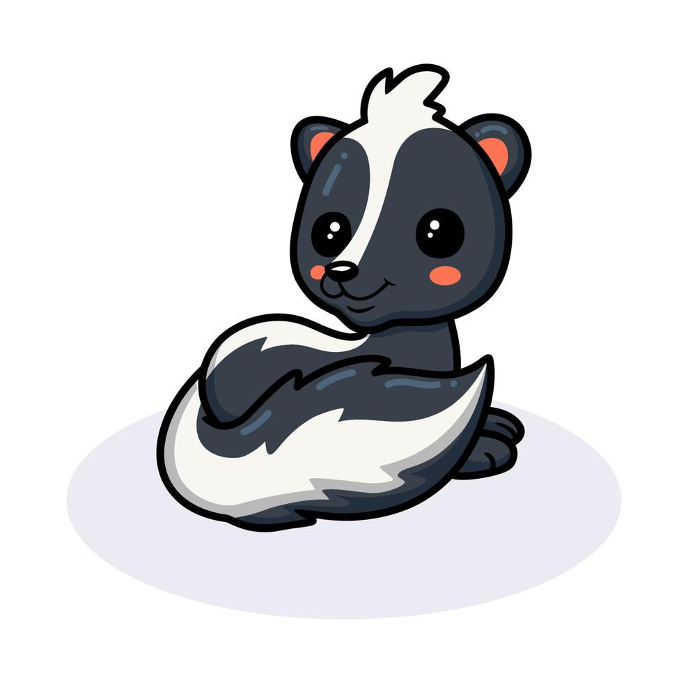 Cute little skunk cartoon lying down vector