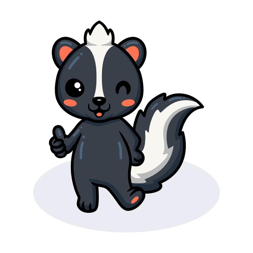 Cute little skunk cartoon giving thumb up vector