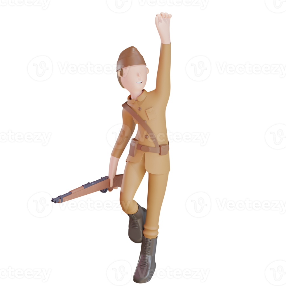 salto de personaje del ejército 3d para la victoria png