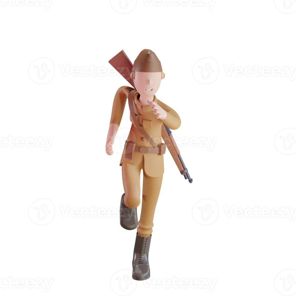 3d esercito personaggio correre png