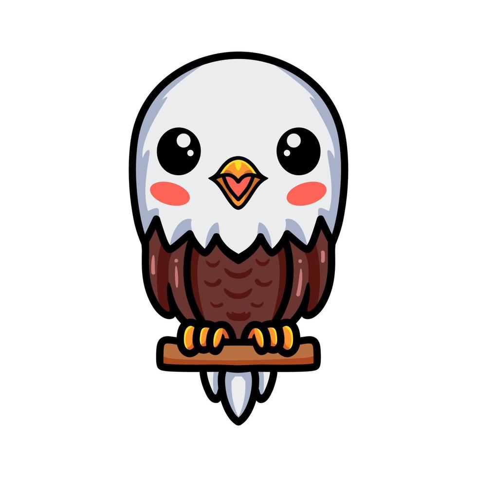 Cute little eagle cartoon on tree branch vector