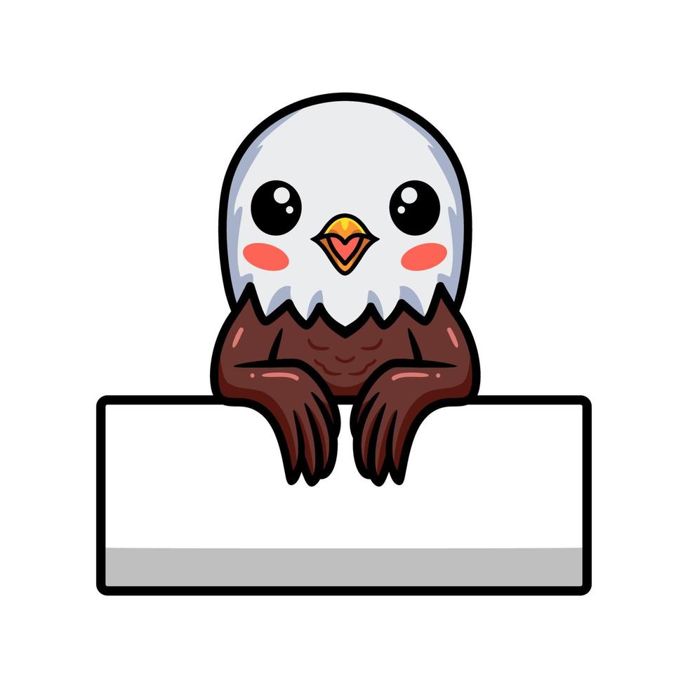 Cute little eagle cartoon with blank sign vector