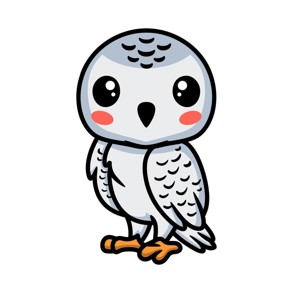 Cute little white polar owl cartoon vector