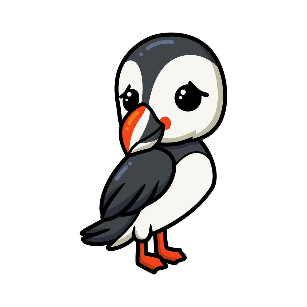 Cute little puffin bird cartoon vector