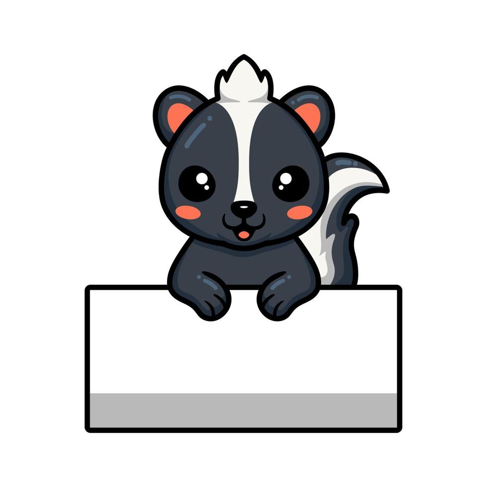 Cute little skunk cartoon with blank sign vector