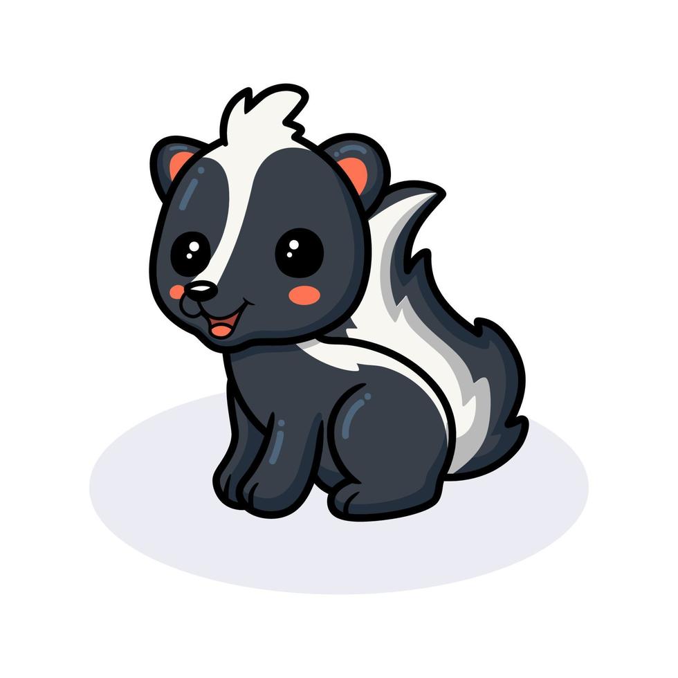 Cute little skunk cartoon sitting vector