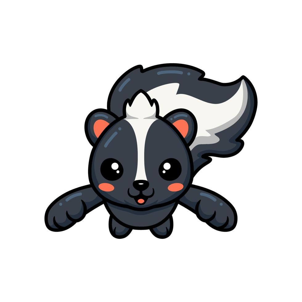 Cute little skunk cartoon jumping vector