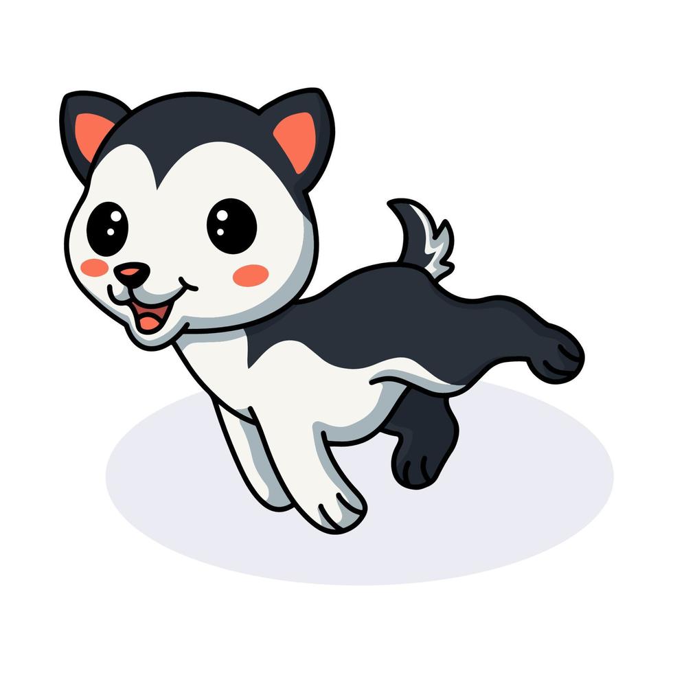 lindo pequeño perro husky dibujos animados saltando vector