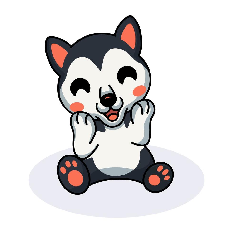 Cute little husky dog cartoon sitting vector