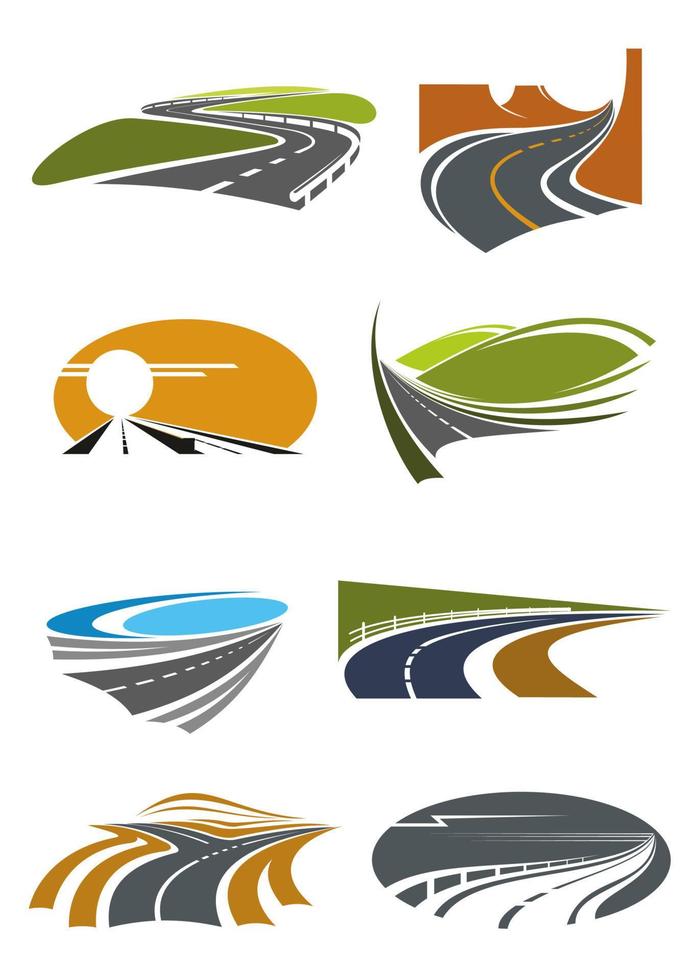 Road landscapes symbols for transportation design vector