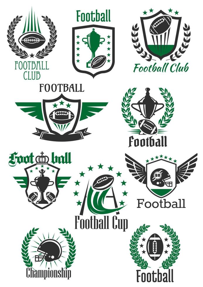 símbolos retro de fútbol americano para el diseño deportivo vector