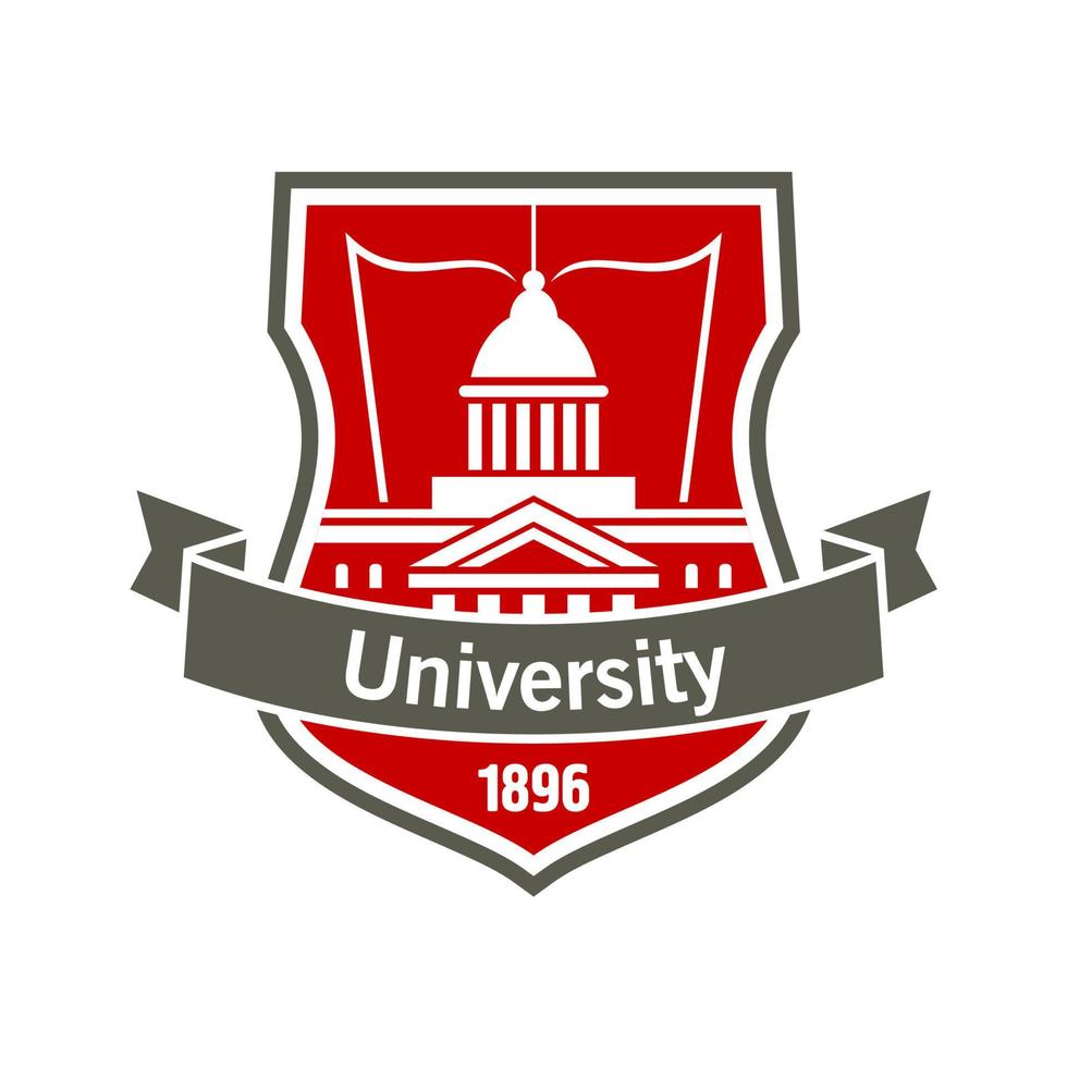 Education heraldic badge with university building vector