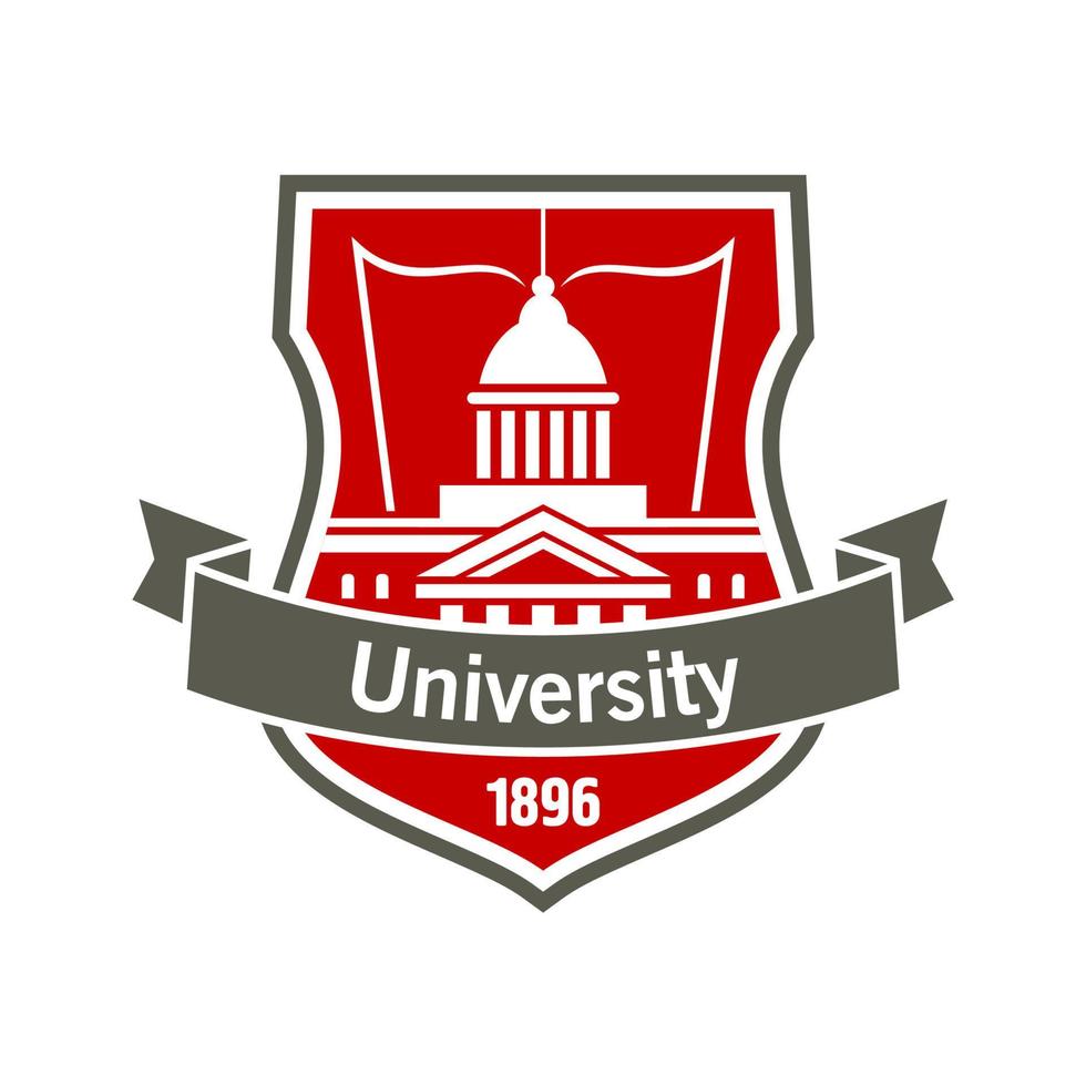 Education heraldic badge with university building vector