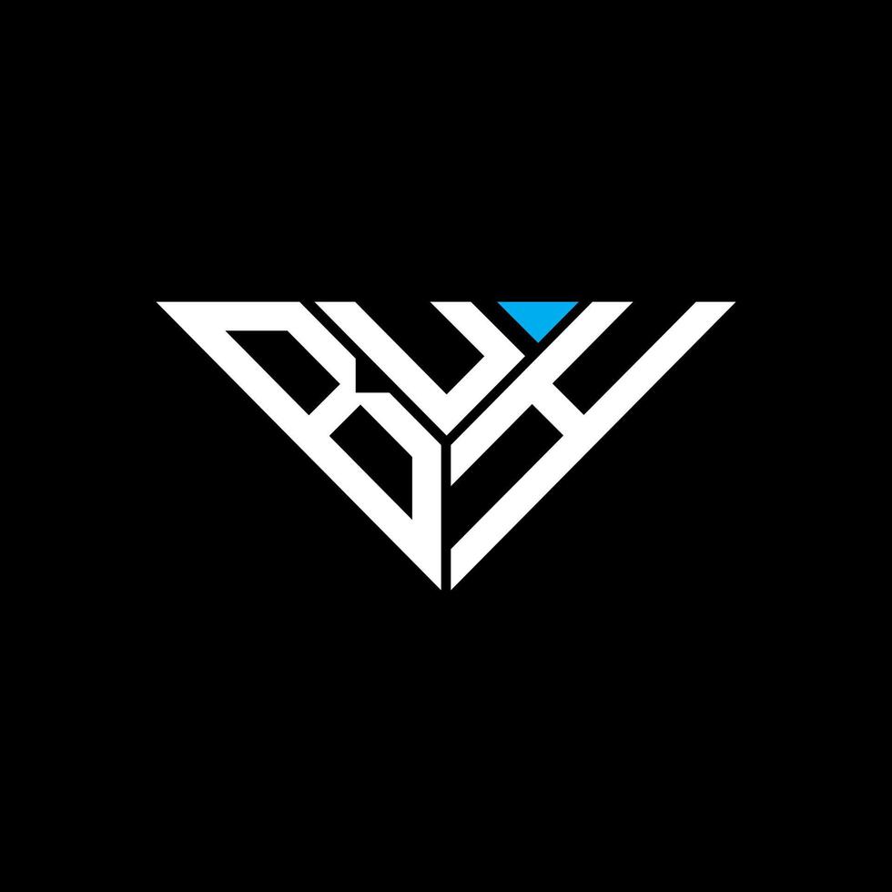 diseño creativo del logotipo de la letra buh con gráfico vectorial, logotipo sencillo y moderno buh en forma de triángulo. vector