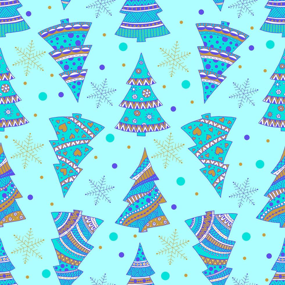 Christmas seamless background with decorative Christmas trees. For wrapping paper, boxes, Christmas card vector