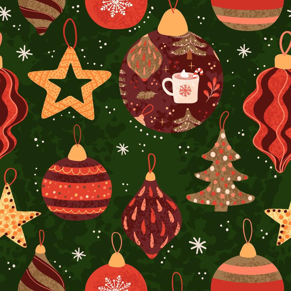 Vector seamless pattern with colorful illustrations of Christmas items. Use it for textile print, pattern fills, web page, wrapping paper, design of presentation and other graphic design