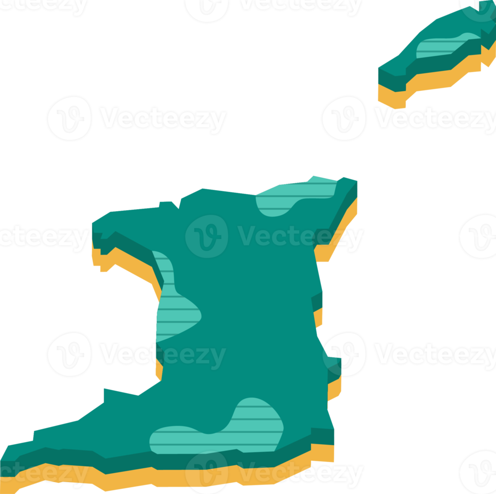 3d map of Trinidad and Tobago png