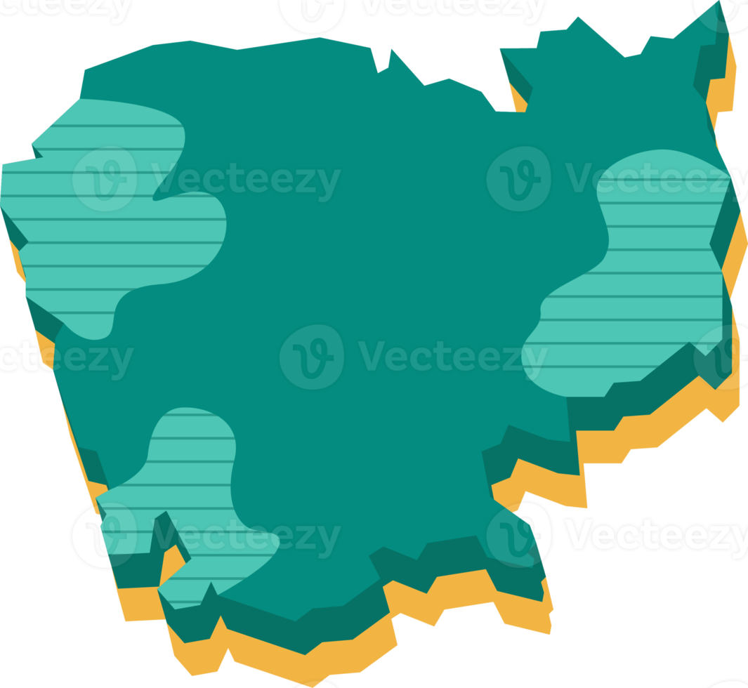 3d carta geografica di Cambogia png