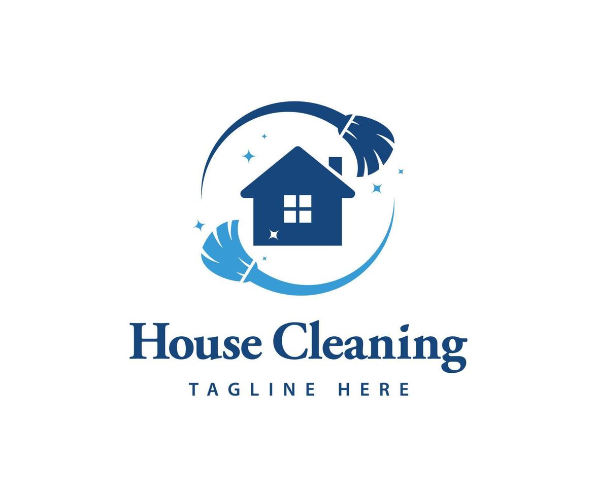 Creative House cleaning concept logo design template vector