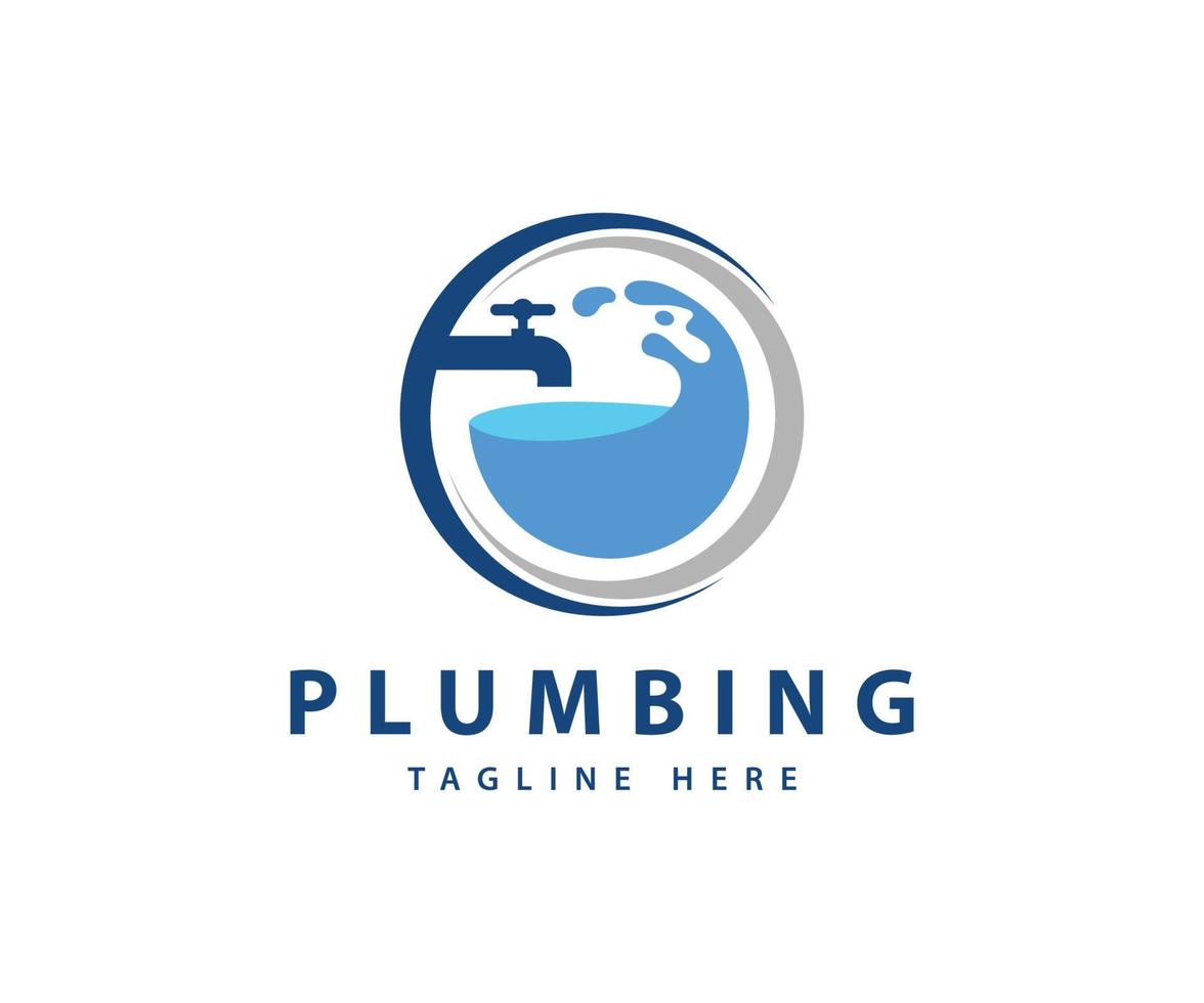 Creative Water Faucet Plumbing Logo Design Template vector