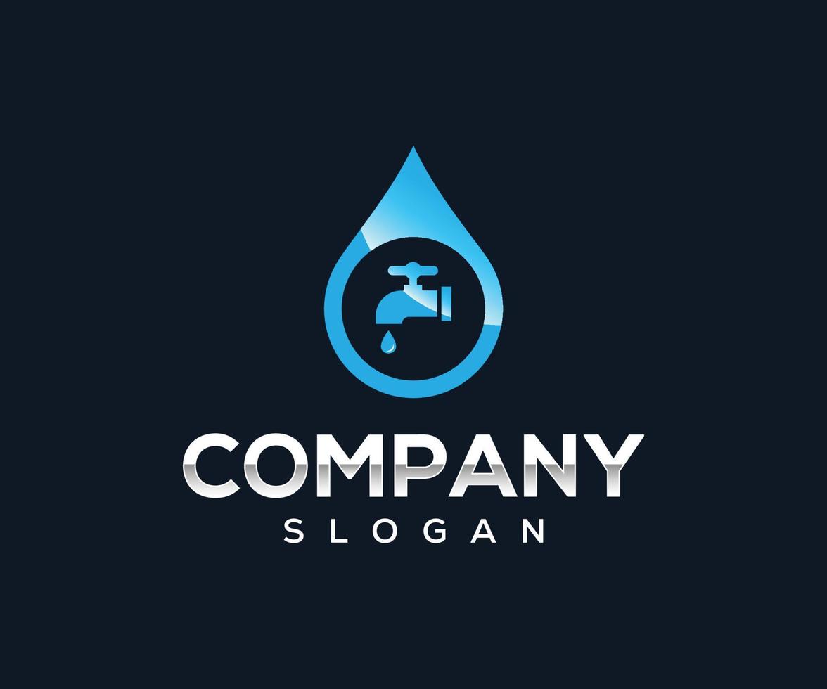 Faucet Water Tap Drop Logo Template vector