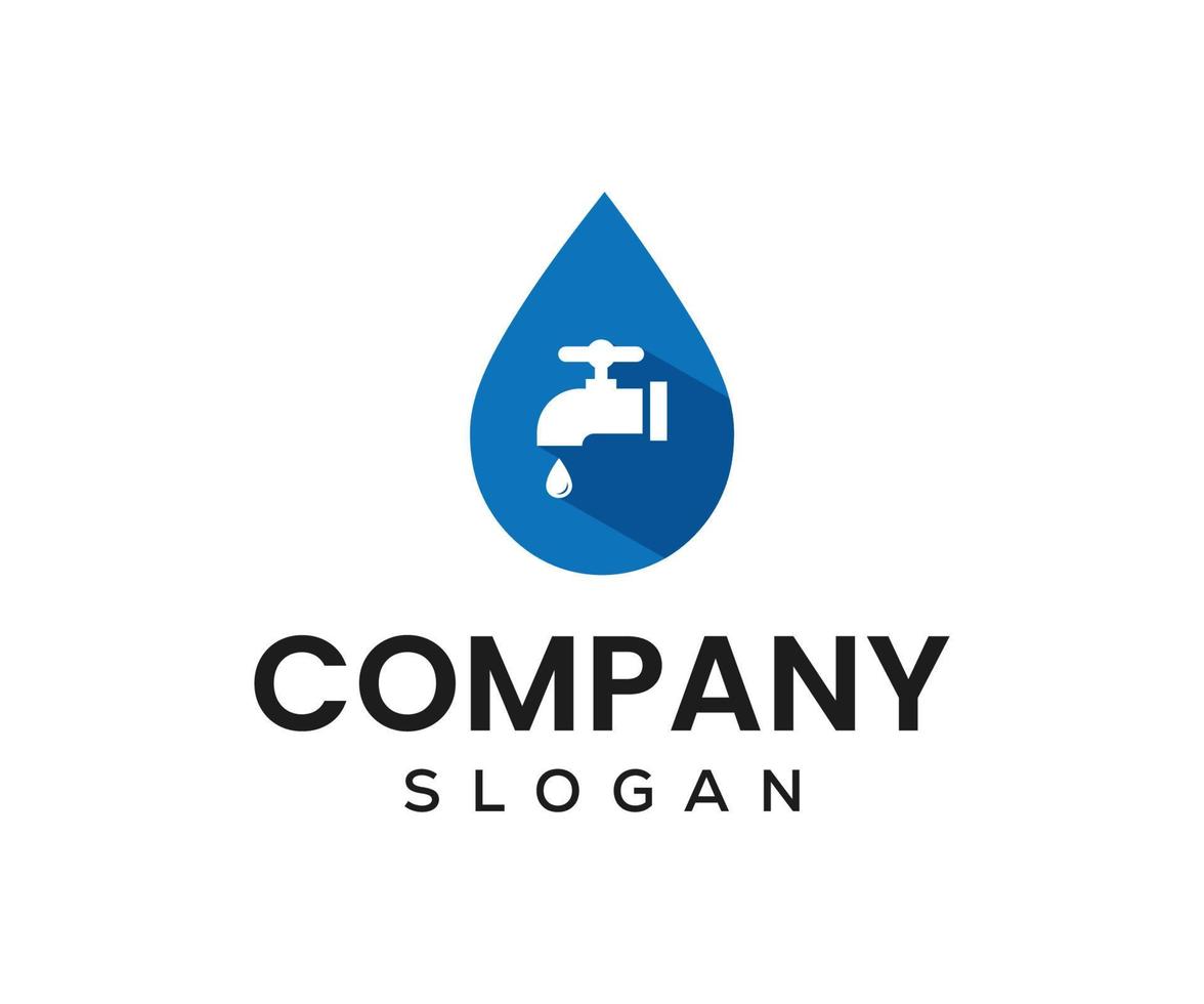 water drop and water faucet, plumbing logo Designs Inspiration vector