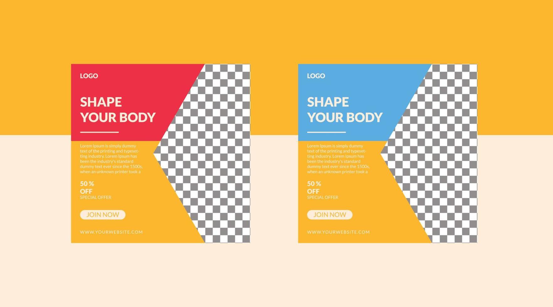 Social media template banner for gym vector