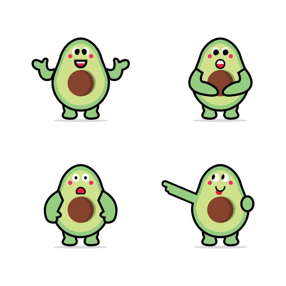 Set of cute avocado vector