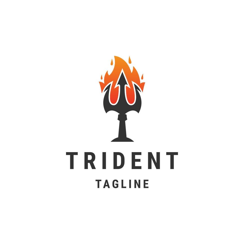 Trident of fire logo design template flat vector