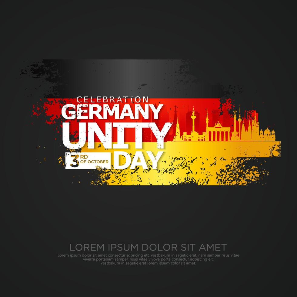 Germany unity day greeting card,  with grunge and splash effect on flag as a symbol of independence vector