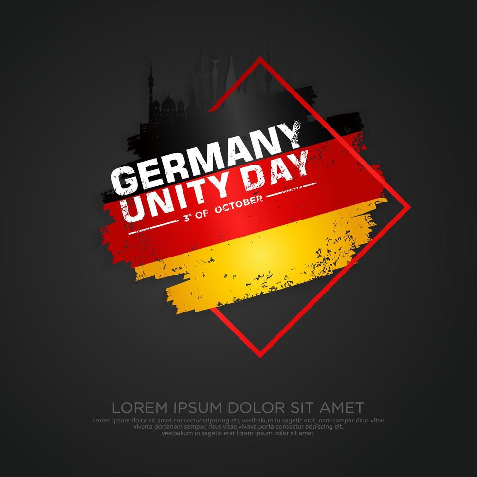 Germany unity day greeting card,  with grunge and splash effect on flag as a symbol of independence vector