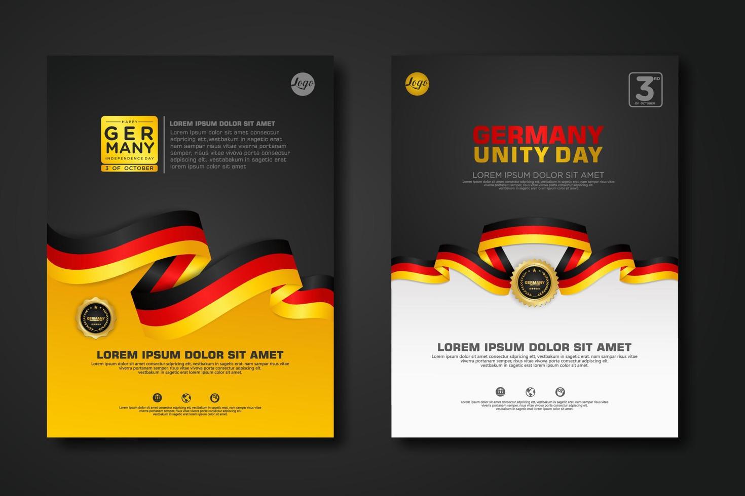 Set poster design Germany unity day background template vector