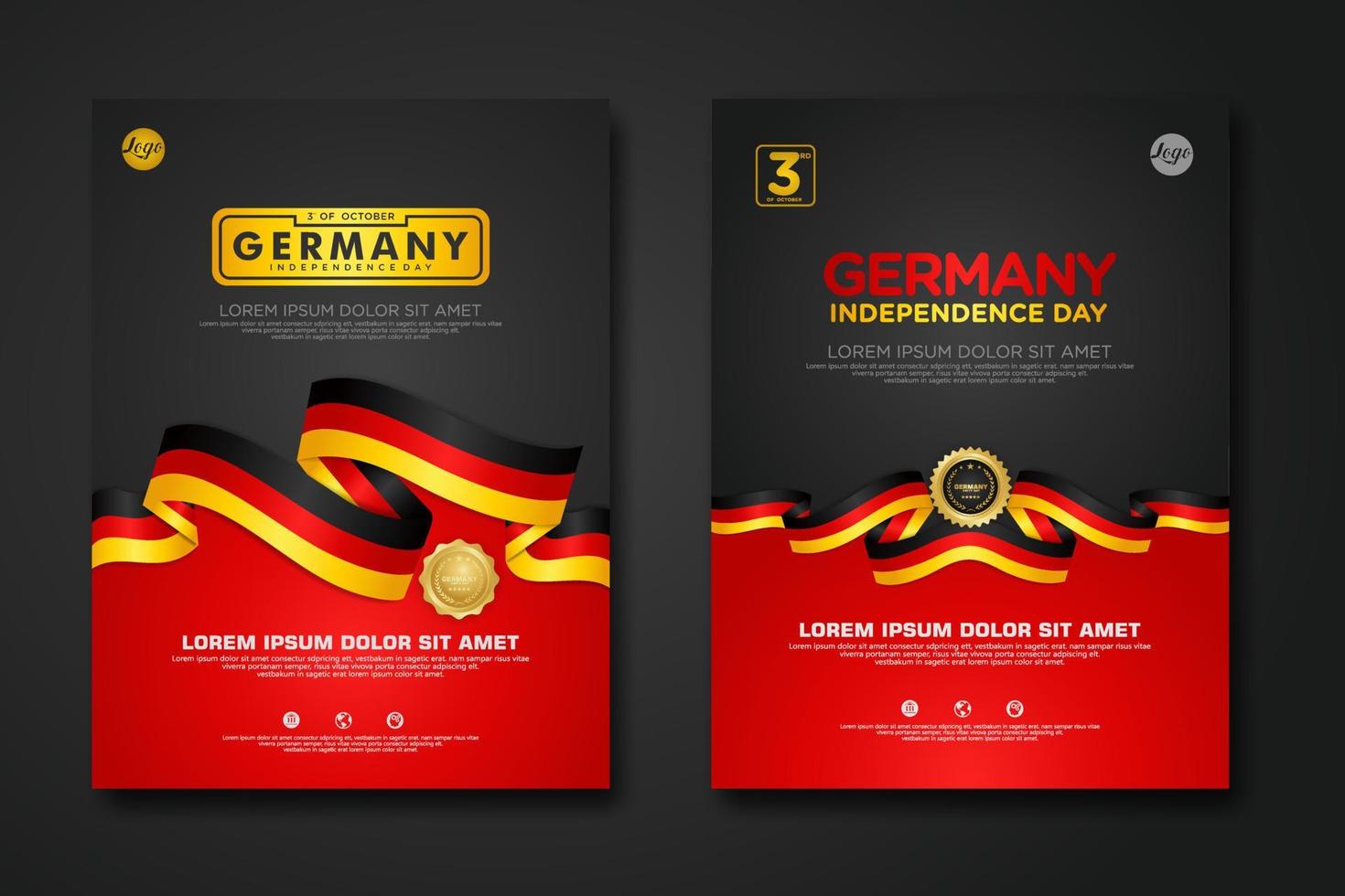 Set poster design Germany unity day background template vector