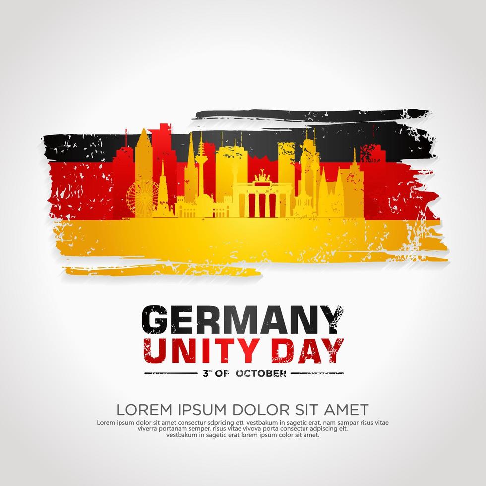 Germany unity day greeting card,  with grunge and splash effect on flag as a symbol of independence vector