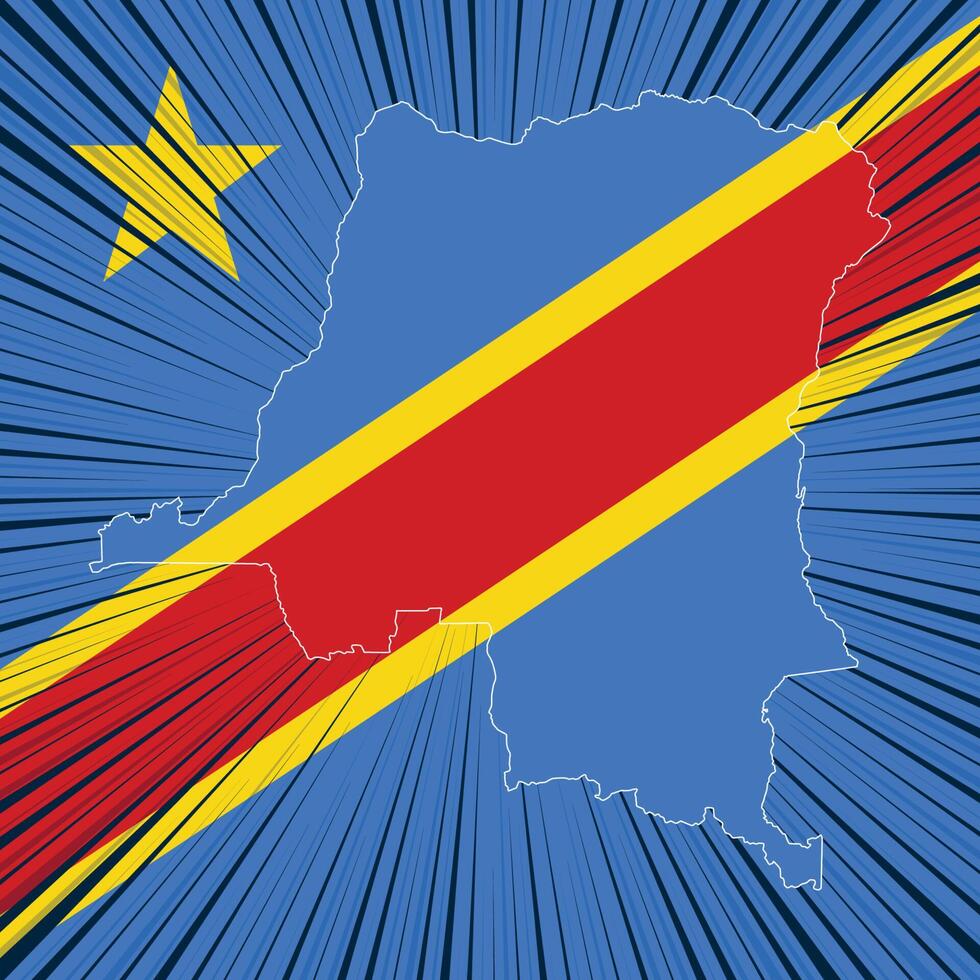 diseño del mapa del día de la independencia de la república democrática del congo vector