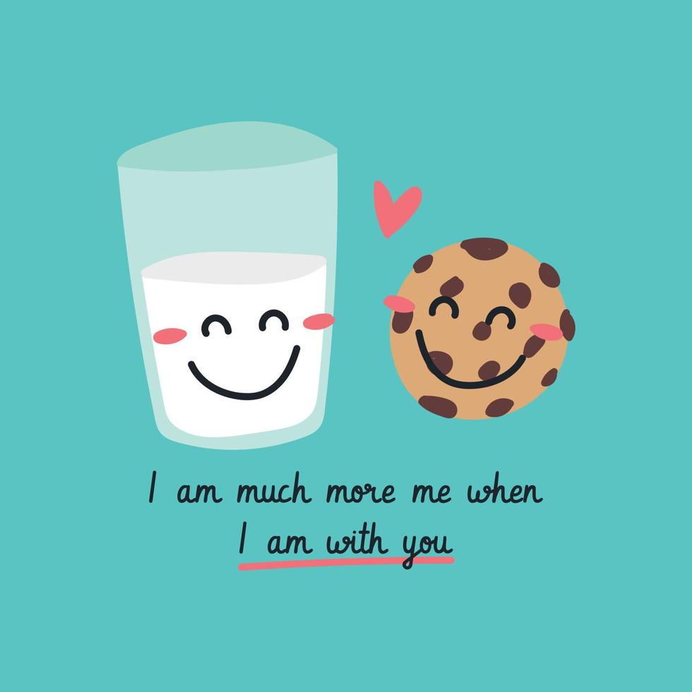 Glass of Milk and Cookie Love vector