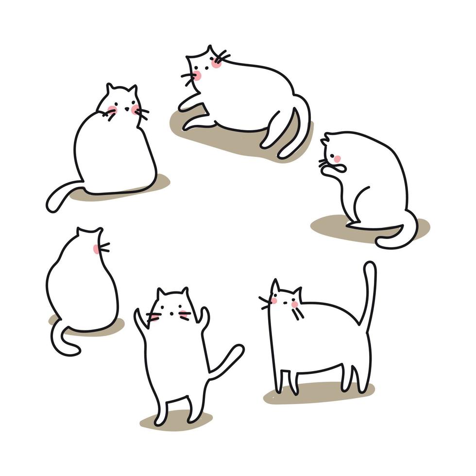 Doodled Cat Doing Things vector