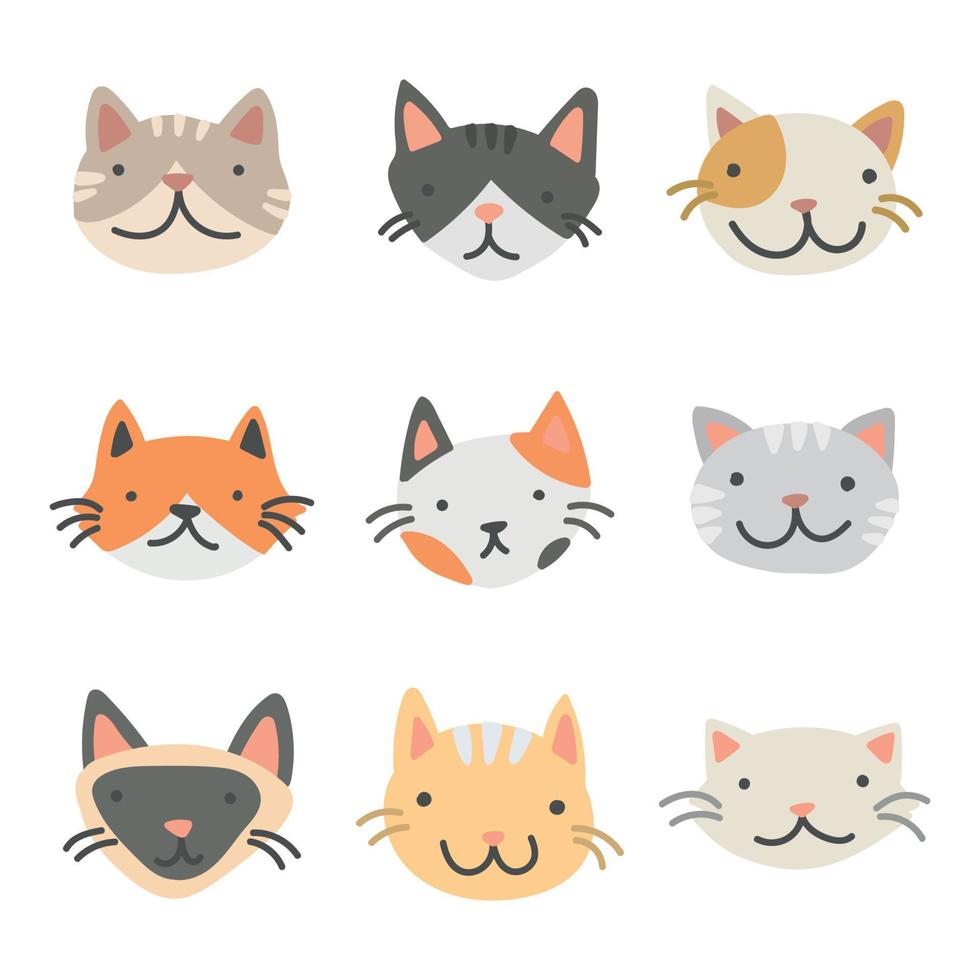 Cute Cat Faces vector