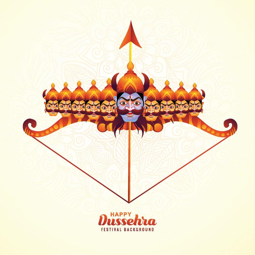 Lord rama with arrow killing ravana in happy dussehra celebration festival background vector