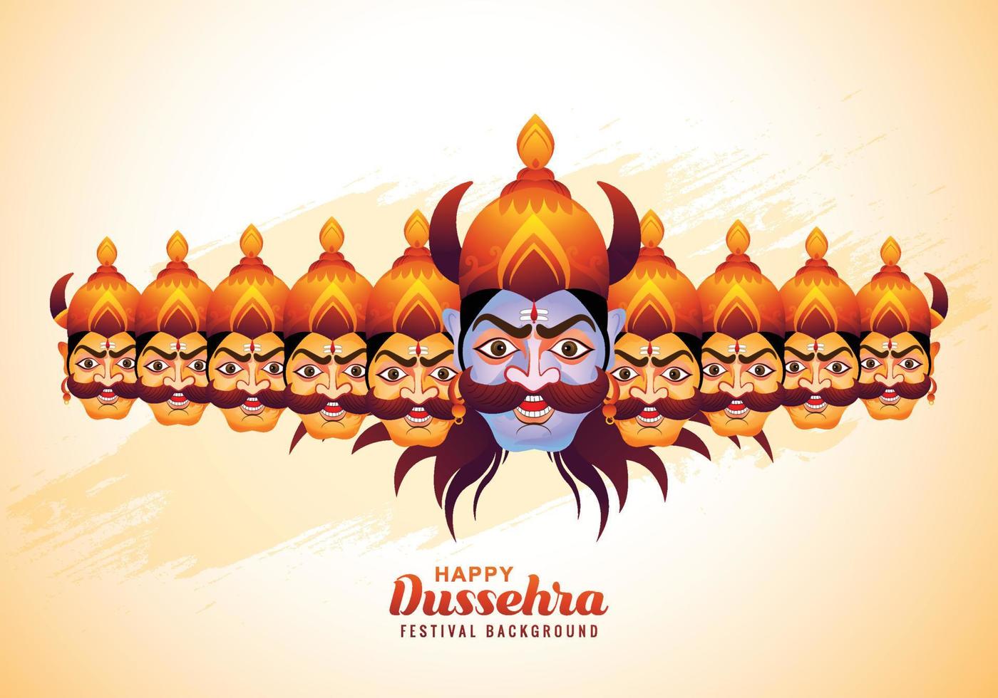 feliz celebración de dussehra enojado ravan con diez cabezas y diseño de tarjeta de arco vector