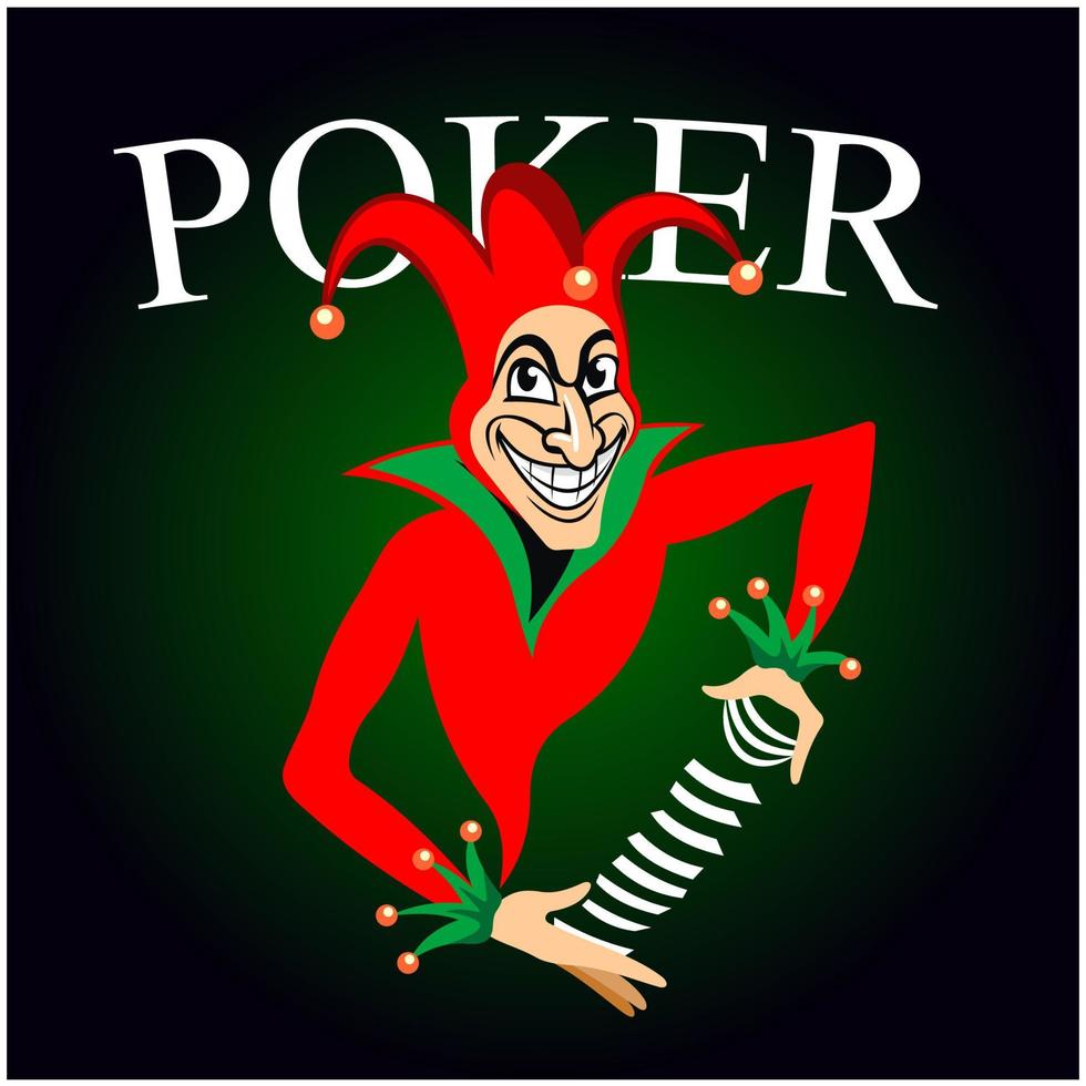 Poker emblem with joker and playing cards vector