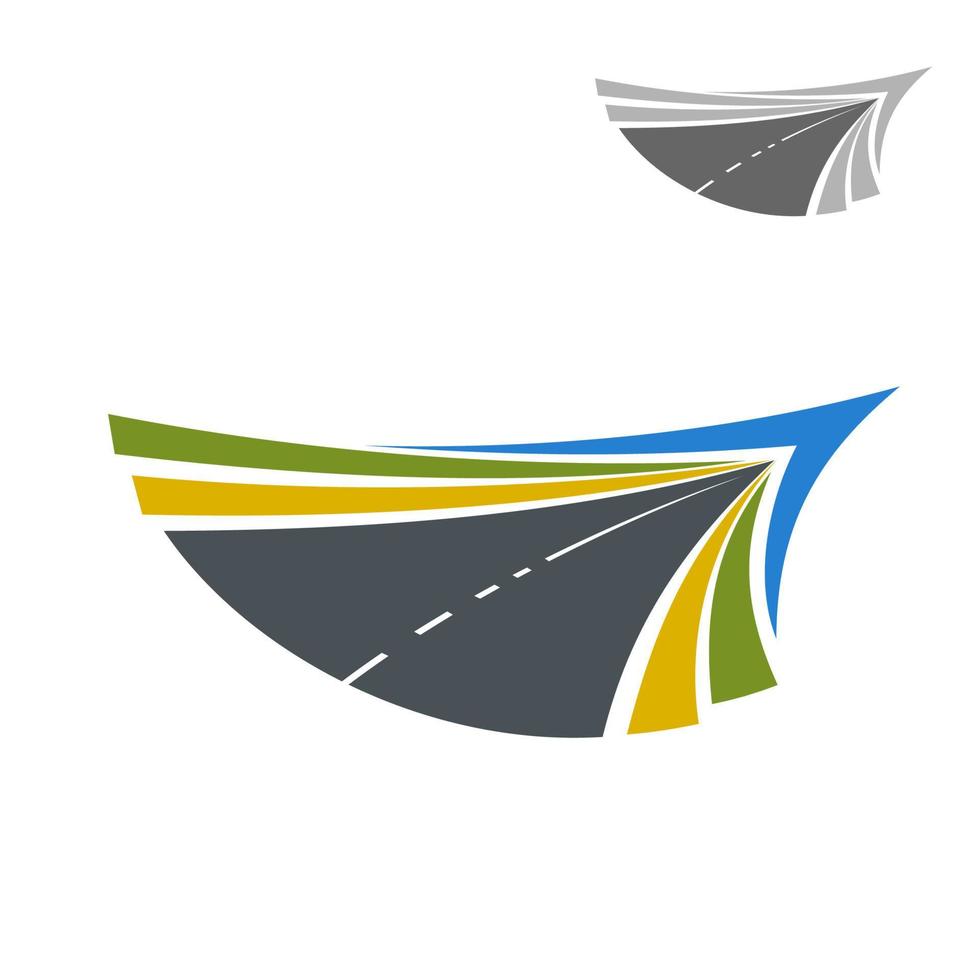 icono abstracto de carretera con líneas fluidas vector