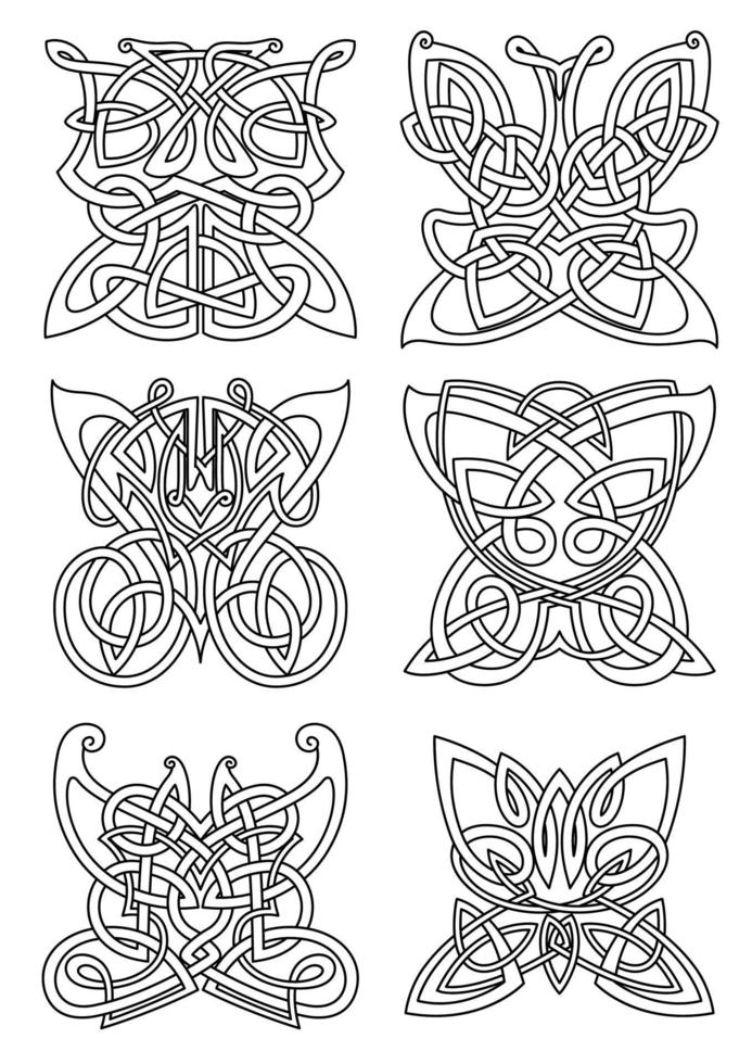 Butterfly insect tribal celtic ornaments vector