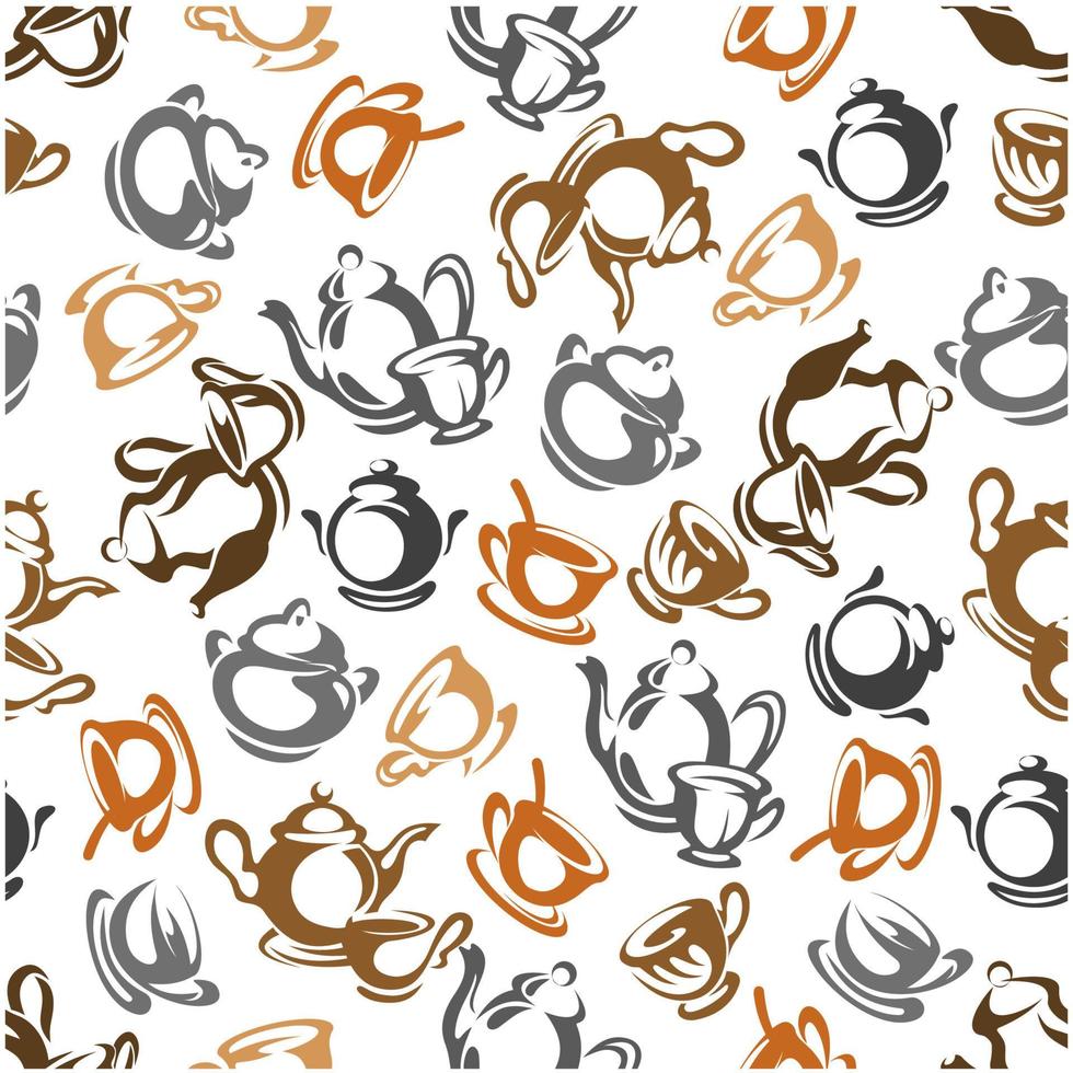 Coffee and tea cups seamless pattern vector