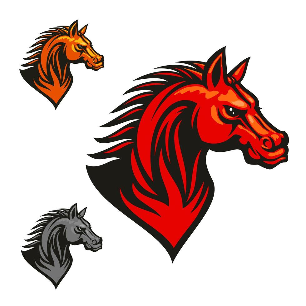 caballo, semental, cabeza, y, melena, vector