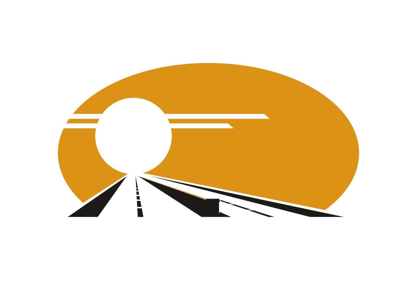 Icon of highway with golden sunset sky vector