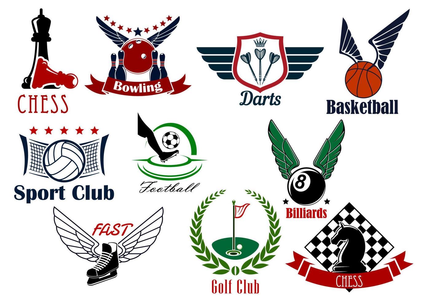 Sporting game or team emblems in retro style vector